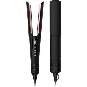 Hair Straightener  2 in 1 Wet to Dry Hair Dryer and Straightener with HighSpeed Airflow + Rapid HeatUp + Customizable Temperature + LCD Display & Auto ShutOff + No Heat Damage (Dark Black)