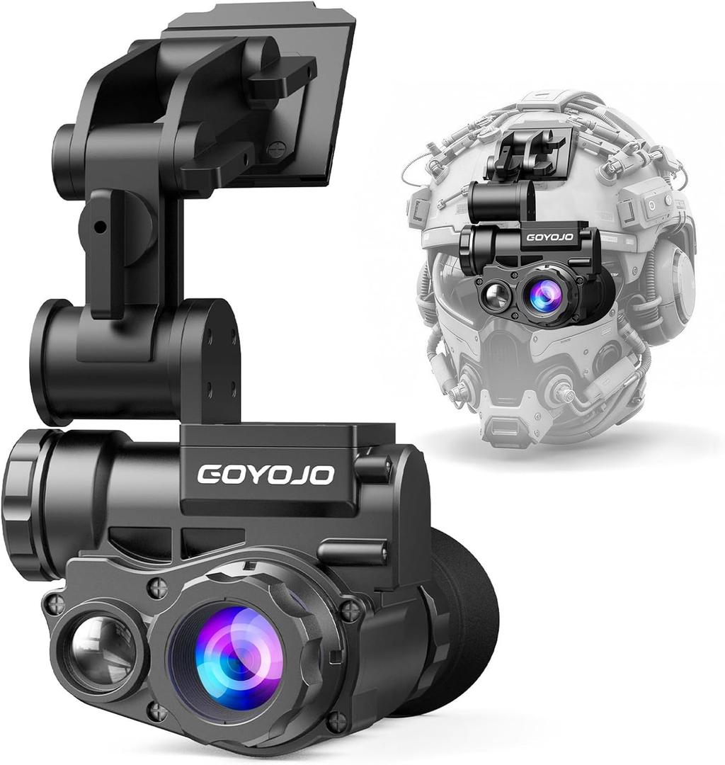 GOYOJO Night Vision Goggles Helmet-Mounted Monocular | 1080P HD NVG with 3X Zoom & Adjustable Infrared | IP66 Waterproof for Hunting, Surveillance, Camping | Built-in Compass (100% Darkness)