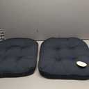 Sweet Home Collection Patio Cushions Outdoor Chair Pads Premium Comfortable Thick Fiber Fill Tufted 19" x 19" Seat Cover, 2 Count (Pack of 1), Charcoal