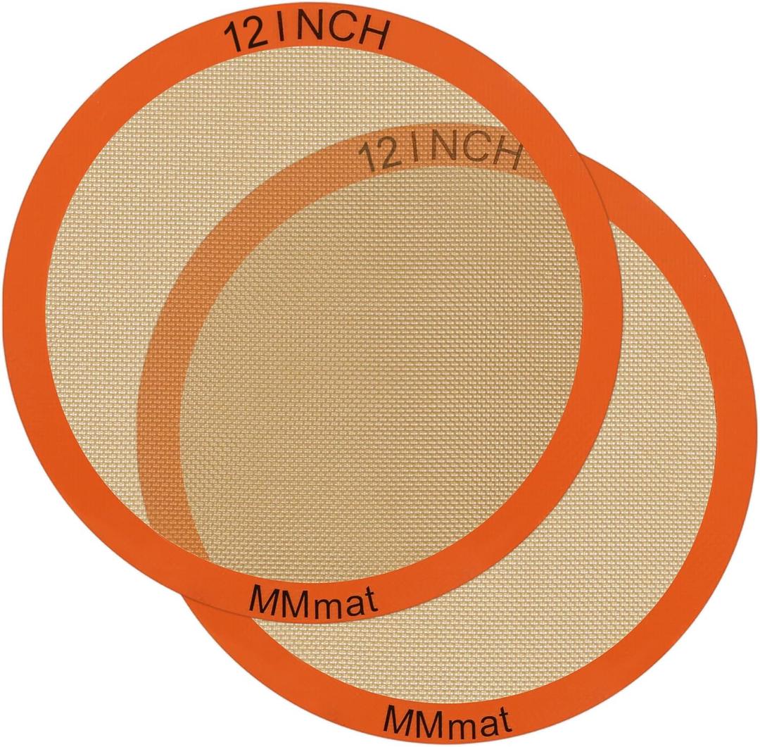 Silicone Baking Mats Set of 2 Round Non-Stick Reusable Air Fryer Linner - Best German Silicone - 12 inch