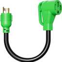 oviitech NEMA L5-30P to NEMA 14-50R RV Generator Adapter Power Cord, 250V, SJTW 10AWG*3C,30Amp Male to 50Amp Female Generator Conversion Adapter, Outdoor RV Camping, 1.5Ft, Green