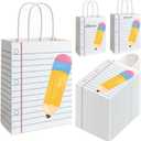 FOGWOWO 36Pcs Back to School Gift Bags Teacher Gift Bags Bulk School Gifts Bag with Handles,Pencil Notebook Line Teacher Appreciation Gifts End of Year Teacher Gifts Bags for Graduation Retirement Wrapping Supplies