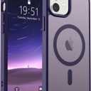 SUPFINE Magnetic for iPhone 12 Mini Case & iPhone 13 Mini Case (Compatible with MagSafe) (Military Grade Drop Protection) Slim Translucent Matte Shockproof Phone Cover,Dark Purple