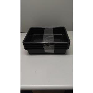 Teyyvn 13L Plastic Bus/Utility Box, Commercial Wash Basin Tote, Pack of 4, Black