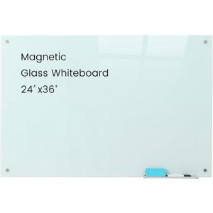 Glass Magnetic White Board - 36 x24 Inches Frameless Dry Erase Glass Whiteboard for Wall, Writing Board for Office, Classroom, Home and Presentation