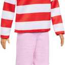 Barbie Fashionistas Ken Doll #241 with Blonde Hair Wearing Red and White Striped Polo Shirt with Pink Shorts, White Crew Socks and Sneakers