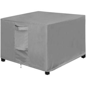 OutdoorLines Outdoor Waterproof Patio Ottoman Covers - Square UV-Proof Patio Side Table Cover Windproof Heavy-Duty Furniture Covering Protector 21L x 21W x 17H Inch, Grey