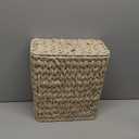 Wicker Trash Can with Lid and Liner,Boho Decotative Small Bathroom Trash Cans,Waterproof Slim Waste Basket for Bedroom,Home Office,3 Gallon Cream White