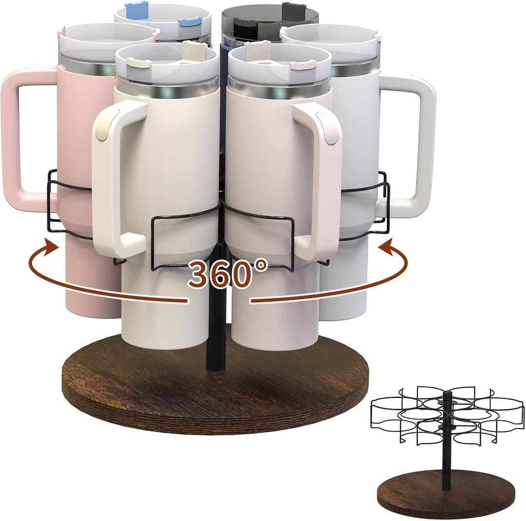 Water Bottle Organizer for Stanley 40 oz Tumbler with Handle, Rotatable Stanley Cup Organizer Holder, Kitchen Organizers and Storage for Cabinet with Non-Slip Pad, Black (Large)