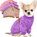 3 Pack Dog Sweaters for Small Dogs Girl Boy Winter Fleece Clothes Warm Soft Dog Sweatshirt Outfit for Dogs Cats Pet Apparel (M (Back: 13.7",Chest: 17.7", 10-14Ibs), Wine Red+Khaki)