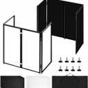 Portable DJ Booth Facade Stand, Foldable DJ Table 45"x40" Tabletop, DJ Facade Station for DJ Controller, Mixer & LaptopEvents&Parties Includes Carry Bag&Two Metal Corner Tables