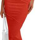 PRETTYGARDEN Women's Summer Long Dress Strapless Sleeveless Bandeau Tube Top Bodycon Maxi Dress (Orange, Small)