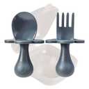 Grabease Toddler Spoon & Fork - First Stage Baby Spoons for Self Feeding from 4+ Months - BPA-Free & Phthalate-Free Baby Utensils & Silverware - 1 Set, Gray - Silverware Set - 1 Year Old Utensils