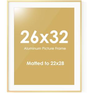 Fun Memories 26x32 Picture Frame, Metal Picture Frame Wall Mounting Horizontally or Vertically - Poster Frame Simple and Elegant Decor for Wall - 1 Pack - Gold