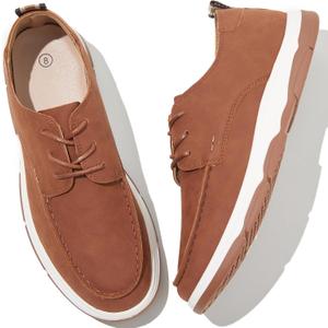 Waluzs Men's Slip on Loafers Fashion Dress Sneake Business Oxfords Boat Shoes Lace Up Comfortable Tennis Shoes Casual Walking Shoes,Brown,US10