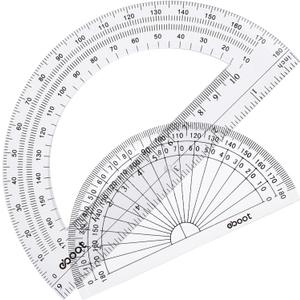eBoot Plastic Protractor Protractor 180 Degrees, 4 Inch and 6 Inch, Clear, 2 Pieces