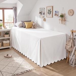 Tenceur Scalloped Twin XL Dorm Bed Skirt, Extra Long 32" Drop, White Pleated Bed Skirt, Microfiber Dust Ruffle for College Dorm Room, Easy Fit and Washable