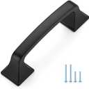 Ravinte Solid 3 Inch Big Square Foot Cabinet Pulls Matte Black Arch Pull Kitchen Cabinet Handles Black Drawer Pulls Kitchen Cabinet Hardware Flat Black Cabinet Drawer Handles-30 Pack
