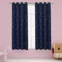 LORDTEX Dinosaur and Star Foil Print Blackout Curtains for Kids Room - Thermal Insulated Curtains Noise Reducing Window Drapes for Boys and Girls Bedroom, 52 x 45 Inch, Navy, Set of 2 Panels