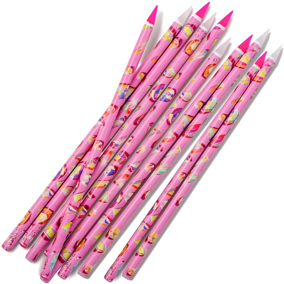 10pcs Nail Dotting Rhinestone Picker Tool, Self-Adhesive Wax Pencil for Rhinestones Nail Charms Gems, Nail Art Tools Diamond Art Accessories,Wax Pen Diamond Painting Tools for Bedazzler Bedazzling Kit (10pcs pink+white)