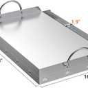 only fire Universal Stainless Steel Cooking Griddle, Flat Top Plate Insert with Grease Groove and Handles for Gas and Charcoal Grills, Tailgating, Camping and Parties, 23" x 16"