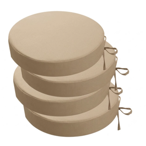 dee-home Outdoor Bistro Chair Cushions Set of 4 Think 15”x15”x 3” | Outdoor Round Seat Cushions with Ties, Waterproof Round Patio Furniture for Garden, Beige