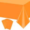 mwellewm 10Pcs Plastic Table Cloth Disposable, Orange Tablecloth Rectangle Bulk Solid Table Cover for Birthday Wedding Graduation Picnic Fiesta Home Party Decorations