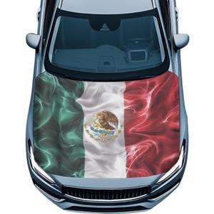 Mexico Flag Car Hood Cover All-Season Protection Car Hood Cover Protector Stretch Polyester Fabric Cover Removable Automotive Accessories Ft Fits Most Cars