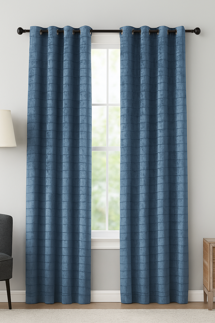 Velvet Curtains, 37x84" Blue