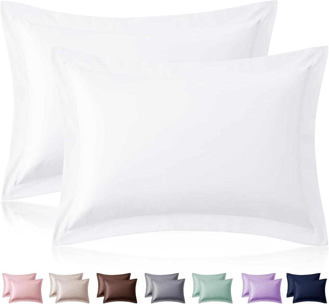 Homiest White Pillow Shams Standard Size Set of 2, 2 Inch Wide Decorative Flange Shams Set, Soft & Cozy Microfiber Pillow Cases with Envelope Closure, Wrinkle & Stain Resistant Pillowcases