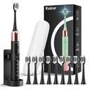 Sonic Electric Toothbrush for Adults and Kids, Comes with 10 Brush Heads & Travel Case, 5 Modes with 2 Minutes Built in Smart Timer, One Charge for 90 Days, 42,000 VPM Motor (Black)