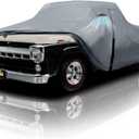 Ford F-100 Truck Cover Custom Fit 1953-1983 Regular/Extended/Crew Cab Short Bed(6.4'-8.5') with Door Zipper, 10 Layers Outdoor Pickup Truck Cover Waterproof All Weather, Wind Dust Sun Protector.