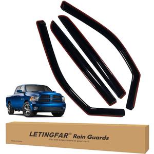 In-Channel Rain Guards for Dodge RAM 1500 2019-2024 Crew Cab, Side Window Deflectors, Window Visors, Car Accessories
