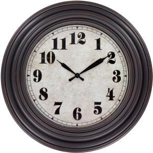 45MinST 20 Inches Retro Round Large Wall Clocks, Silent Non Ticking Battery Operated Movement Easy to Read Wall Clock with Arabic Numerals