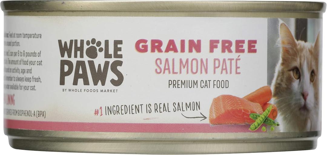 Whole Paws, Grain-Free Wet Cat Food, Salmon Paté Loaf Recipe, 5.5 Ounce (EXP 04/15/29)