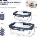 10-Pack Glass Food Storage Containers with Tempered Lids Borosilicate, Airtight, Oven-Safe (-4F~950F), BPA-Free, 4.4 & 1.6 Cup, Leak-Proof, Dishwasher Safe (Blue)