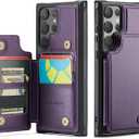 Vinich for Samsung Galaxy S24 Ultra Wallet Case with Card Holder, RFID Blocking Credit Slots Kickstand Shockproof Phone Cover Fit for Galaxy S24 Ultra 6.8" Purple