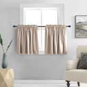 DONREN 2 Panels Blackout Half Curtains for Small Windows - Cabinet Curtain Tiers for Kitchen with Rod Pocket (Warm Taupe,30 x 36 Inch Length)