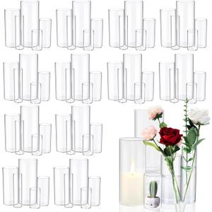 60 PCS Glass Cylinder Vases, 4,6,7,8,10 Inch Clear Flower Vase for Centerpieces Glass Vases Bulk for Wedding Home Table Centerpiece Candle Holder Party Decorations