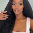 ISEE 3 In 1 Half Wig Kinky Straight Glueless Wigs Human Hair Comfortable Fit No Glue Needed Wear & Go Seamless Clip In Wigs 18 Inch