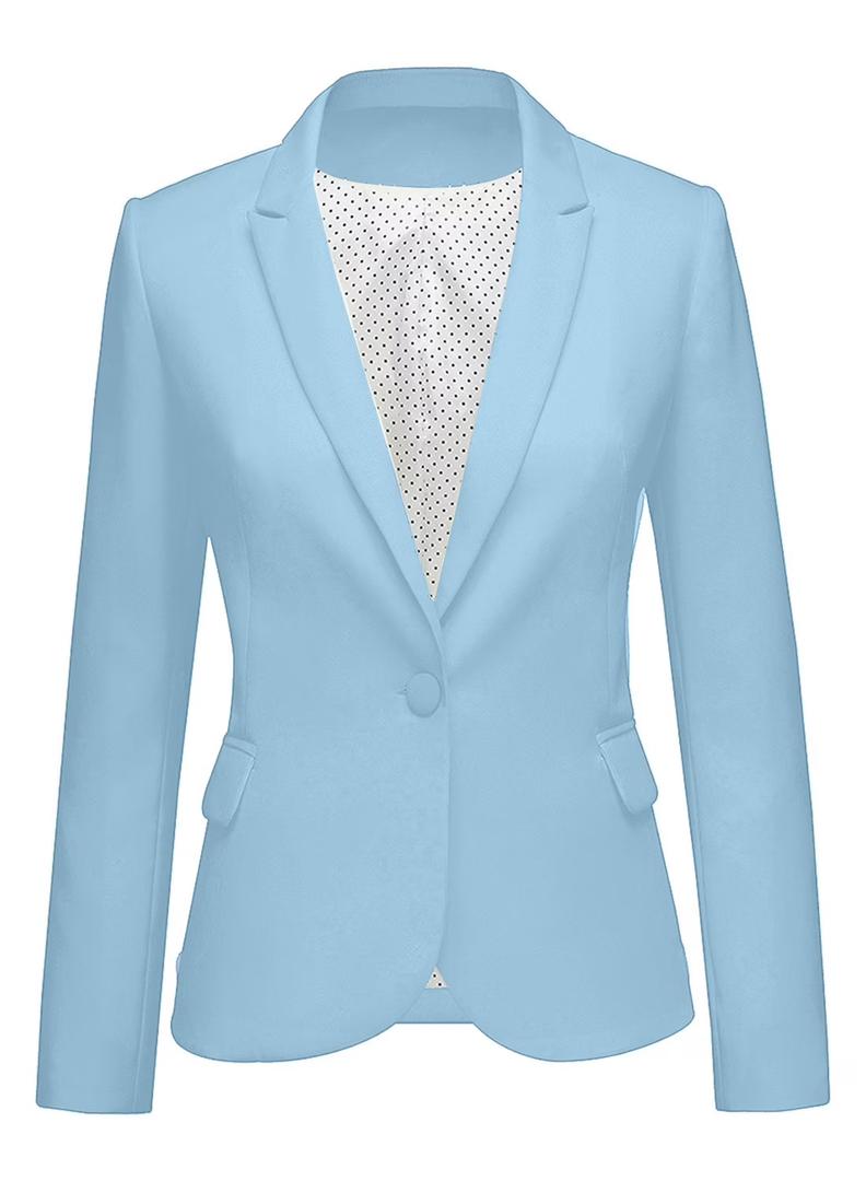 Lookbook Store Womens Notched Lapel Pockets Button Work Office Blazer Jacket Suit, Large