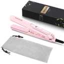 Wavytalk Mini Portable Flat Iron, 0.7 Inch Dual Voltage Hair Straightener - Small Flat Irons for Short Hair, Curls Bangs, Worldwide Use for Travel, Pink