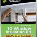Duck MAX Strength Window Insulation Kit, Winter Window Seal Kit Fits up to 10 Windows, Heavy Duty Shrink Film Cuts to Size for Easy Indoor Installation, Window Tape Included,62 In. x 420 In., Clear, Standard Window - 10 Pack