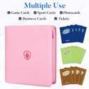 Premium Zip Card Binder 12 Pocket, Fabmaker 912 Pockets Trading Card Binder, PU Zipper Card Collection Album, Sturdy Side-Loading Card Book Holder for Game & Sports Cards, Pink