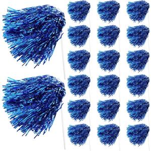 20 Pcs School Spirit Shakers Bulk, Cheerleader Pom Poms for Adults Sports Team Party Dance Football Basketball Volleyball Homecoming Fan Celebration Sporting Event (Blue)