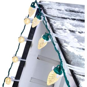 C9 Led Christmas String Lights 68Ft 100 LED with All in One Clips Outdoor Waterproof Strawberry Roof Lights, Commercial Grade Extendable for Indoor Outside Roofline Home Xmas Decoration, Warm White