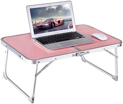 Foldable Laptop and Bed Table with Storage, Portable Mini Lap Desk for Legs, Ideal for Study, Reading, Picnic, Breakfast, and More (Pink)