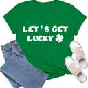 St Patricks Day Shirt Women Shamrock Lucky T-Shirts Casual Short Sleeve Festival Tee Tops (Green, L)