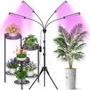 Grow Lights for Indoor Plants 4 Heads, Full Spectrum Plant Lights for Indoor Growing with Tripod Stand, Auto On/Off Timing 3/6/9/12/15/18H, LED Grow Lights for Indoor Plants. (4 Wide Heads)