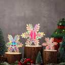 Yousoontic 3 Pcs Christmas Acrylic Iridescent Holographic Snowflake Winter Snowflake Signs 3D Snowflake Tabletop Decor Snowflake Centerpiece Xmas Snowflake Signs for Home Xmas Part